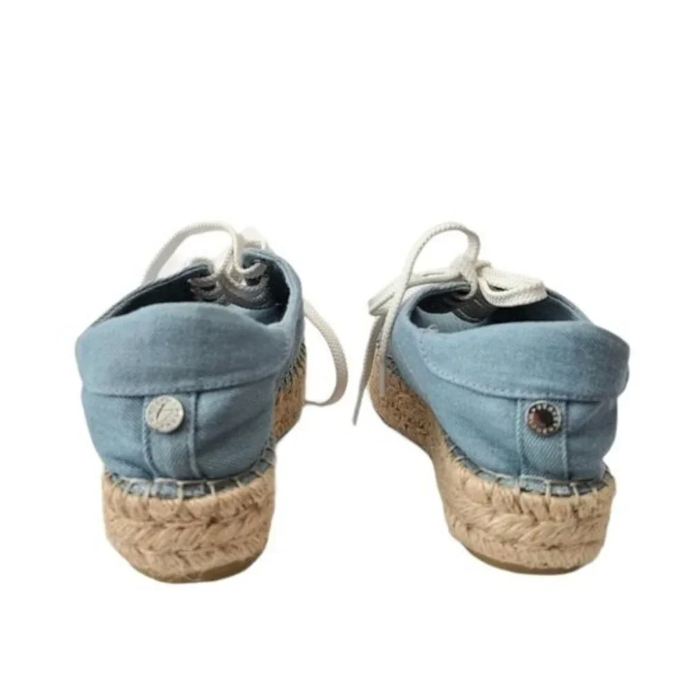 Steve Madden Tamilyn Denim Chambray Textile Espadrilles 6.5